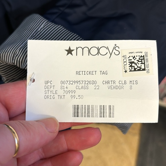 NWT Charter Club Water-Resistant Hooded Anorak Jacket - Navy - Picture 6 of 8